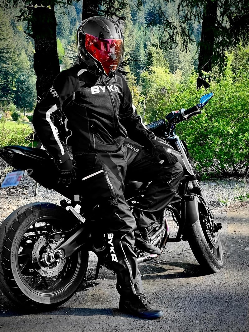 BYKR Motorcycle Pants for Men and Women - Armored Cordura Overpants for Enduro, ATV, and Dual Sports - Black, 32W x 30L - Image 2