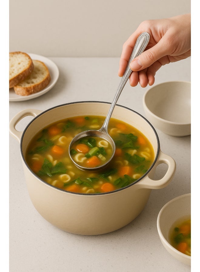 Noon East Serving Utensils, 2-Piece Stainless Steel Square Hostess Serving Set  including Serving Spoon and Ladle and for Buffet Party Kitchen Restaurant, Mirror Finished & Dishwasher Safe - Image 4