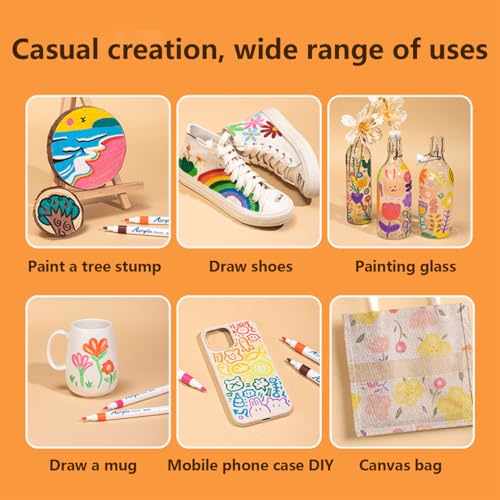 deli Paint Markers Quick Drying Acrylic Marker Pens for Kids Paint Pens Markers for Wood Rock Plastic Canvas (48 colors) - Image 2