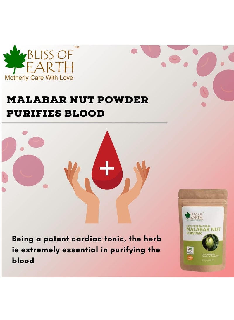BLISS OF EARTH - Pure & Natural Malabar Nut Powder Adusa Powder 100GM Vasika Powder Healthy Skin Natural Blood Purifier joint Pain Reliver Balance Pitta & Kapha Doshas Pack of 2 - Image 1