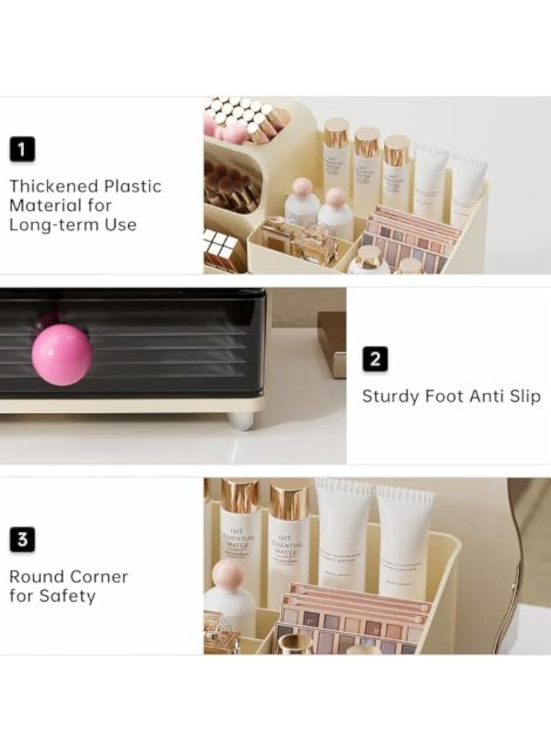 Arabest Makeup Organizer with Drawers,Large Capacity Countertop Organizer for Vanity,Bathroom and Bedroom Desk Cosmetics Organizer,Easy To Storage Skincare,Brushes, Eyeshadow, Lotions, Lipstick - Image 4