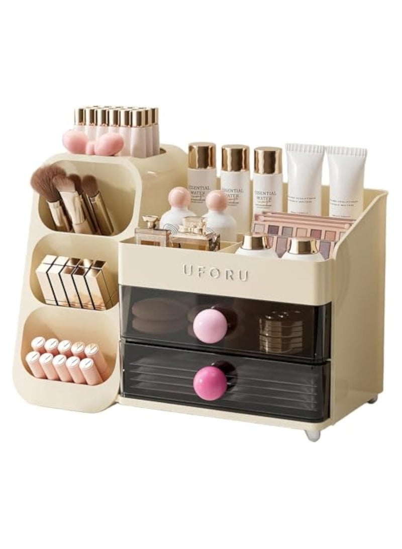 Arabest Makeup Organizer with Drawers,Large Capacity Countertop Organizer for Vanity,Bathroom and Bedroom Desk Cosmetics Organizer,Easy To Storage Skincare,Brushes, Eyeshadow, Lotions, Lipstick - Image 1