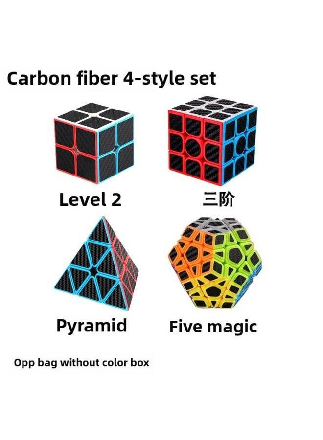 Rubik's Cube Package Combination Second-order Third-order Pyramid Five Magic Carbon Fiber Color Package-Color:Carbon 3  - Image 4