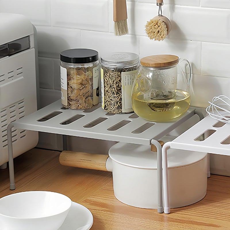 Expandable Metal Cabinet Organizer Shelf Sturdy Multi Purpose Kitchen Storage Rack - Image 3