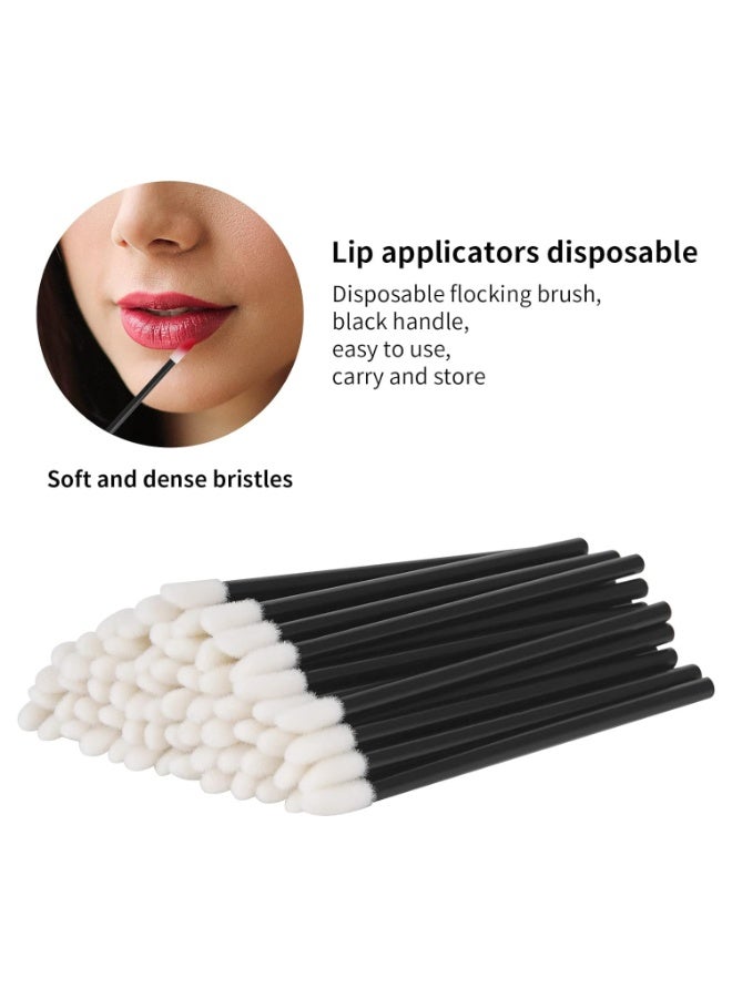 VOIISH Disposable Lip Brush Pack of 50 | Lipstick & Lip Gloss Wands | Eyeshadow Brushes | Travel-Friendly Makeup Applicator Tool Kit | Black - Image 5