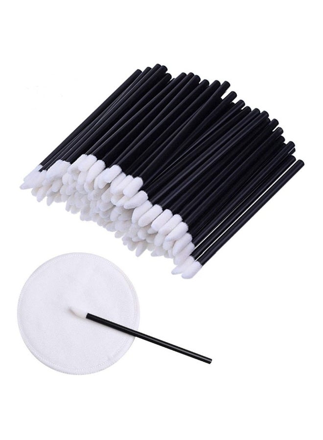 VOIISH Disposable Lip Brush Pack of 50 | Lipstick & Lip Gloss Wands | Eyeshadow Brushes | Travel-Friendly Makeup Applicator Tool Kit | Black - Image 1