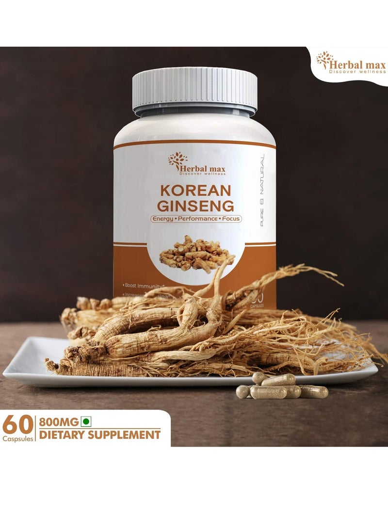 Herbal Max Korean Ginseng 800 MG Capsule + Strong Max Maca Root 800 MG, 90 Capsule Combo - Image 2