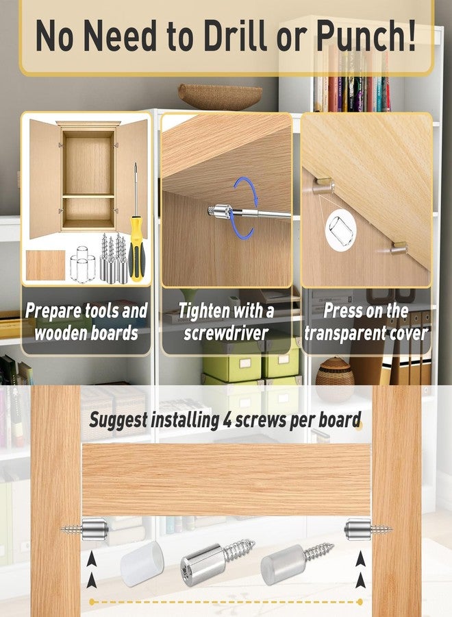 Iffitya 30 Pcs Self Tapping Screws Cabinet Laminate Support, Shelf Pins with Non-Slip Sleeve, Cabinet Shelf Pegs for Kitchen Utensils, Bookcases and Wardrobes, Fixed Support Self - Tapping Cross Screw - Image 4