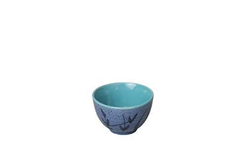 Caffeine Caffeine Ceramic Handmade Blue Bamboo Dessert Bowl Set of 2 - Image 2