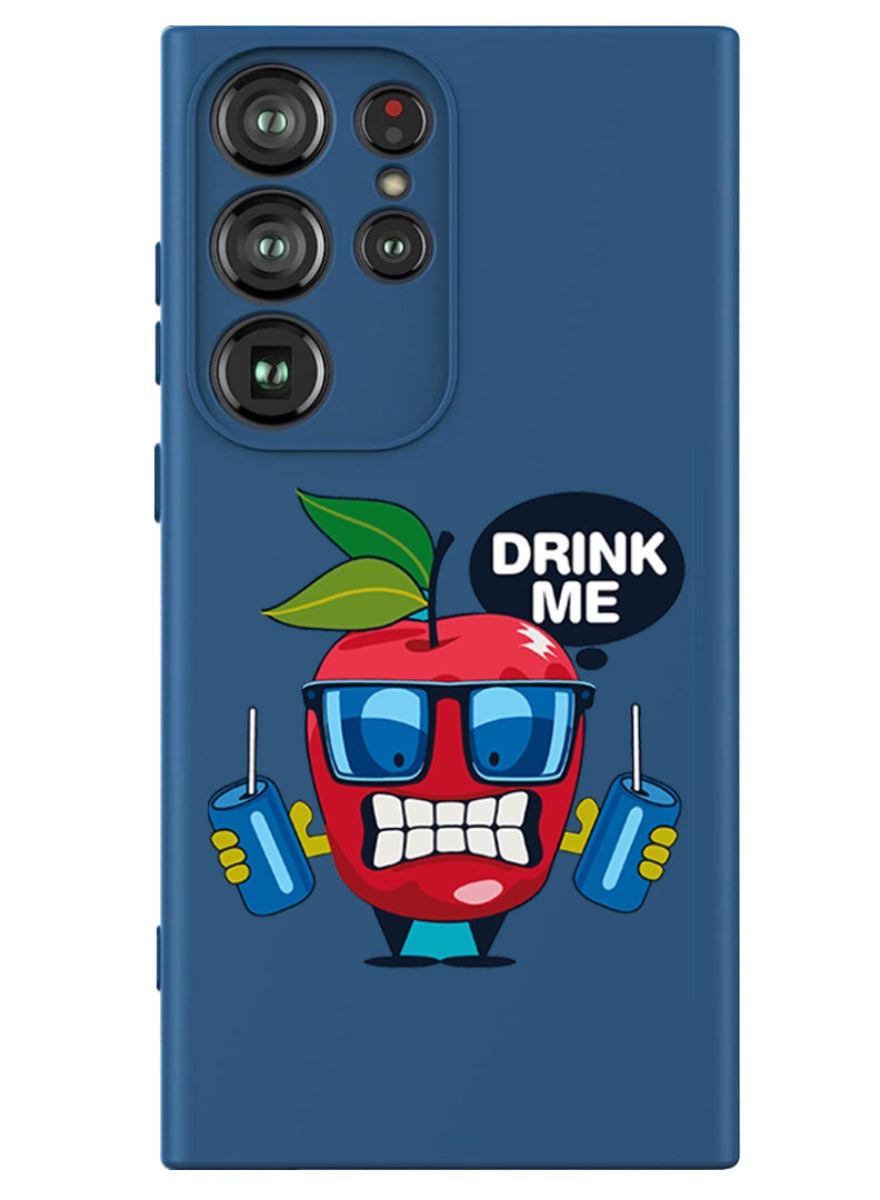 Theodor Protective Slim Fit Case Liquid Silicone Cover with Full Body Protection Anti-Scratch Shockproof Case For Samsung Galaxy S24 Ultra (Blue) - Apple drink me - Image 1