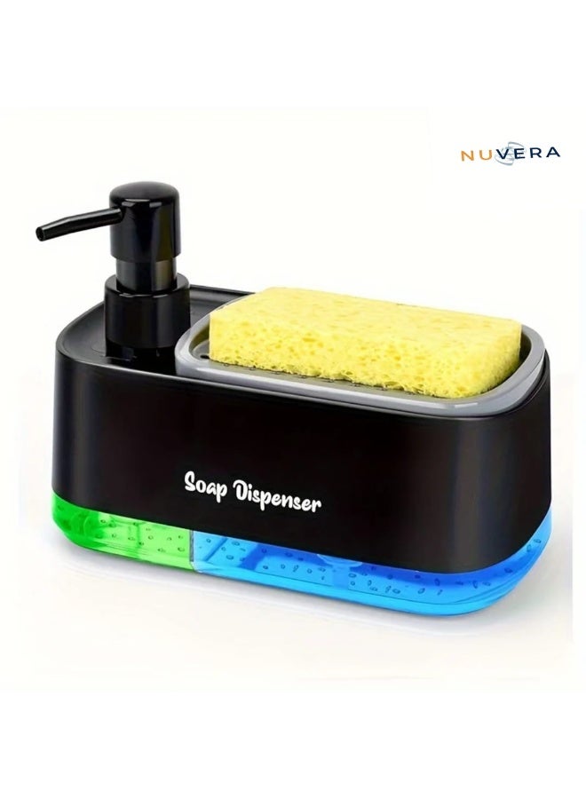 Bestseek 3-in-1 Kitchen Soap Dispenser Set with Sponge Holder, Dual Hand & Dish Soap Pump, Countertop Sink Organizer – Black