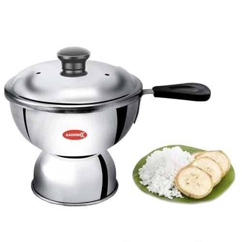 AADHIK Chiratta Puttu Maker with Handle Use with Pressure Cooker Puttu Kutti Puttu Steamer Silver, Make in India - Image 1