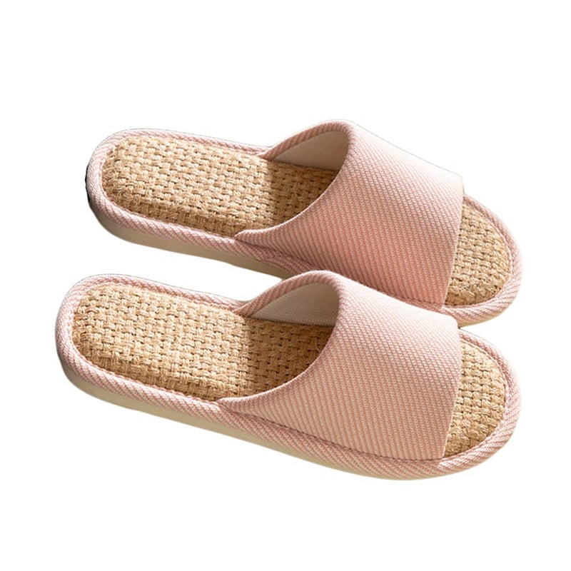 Open-Toe Linen Slip-On Slippers with Anti-Slip PVC Sole for Women and Men - Image 1