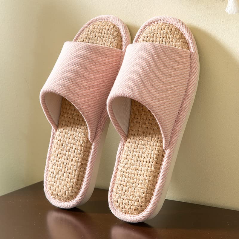 Open-Toe Linen Slip-On Slippers with Anti-Slip PVC Sole for Women and Men - Image 2