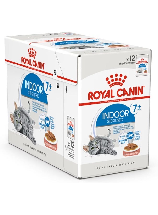 ROYAL CANIN رويال كانين فهن إندور 7+ أكياس طعام رطب علبة من 12×85غ تغذية سلالة القطط - Image 1