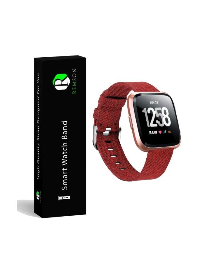Remson Replacement Fabric Smartwatch Band For Fitbit Versa 2 Red - Image 2