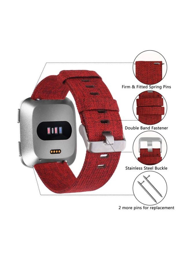 Remson Replacement Fabric Smartwatch Band For Fitbit Versa 2 Red - Image 3