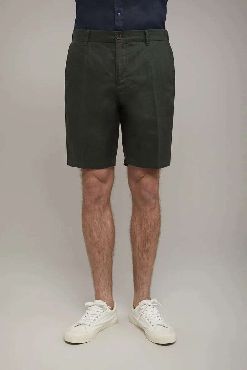 Doppelganger Green Men's pure linen bermuda - Green for Men | Best Price UAE