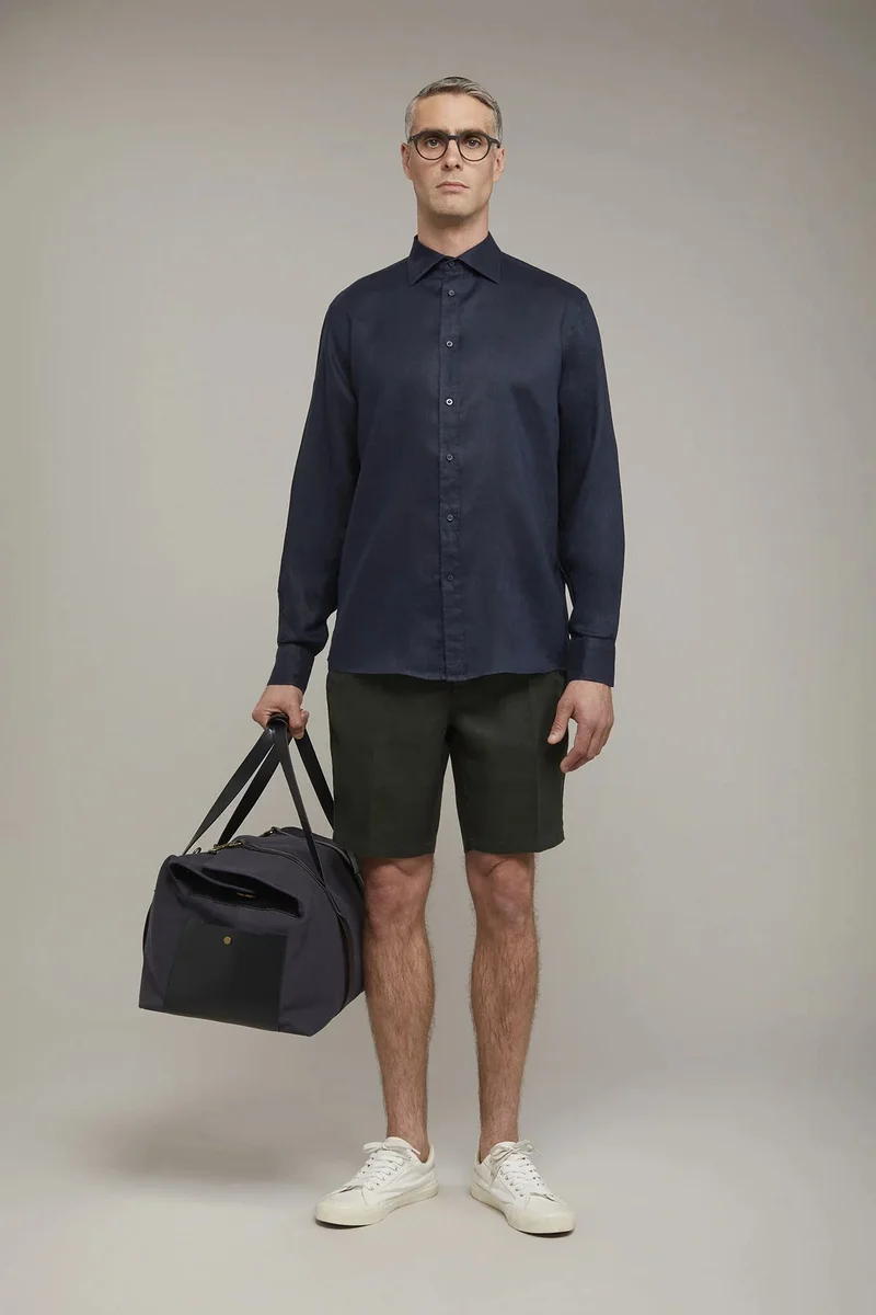 Men's pure linen bermuda - Green