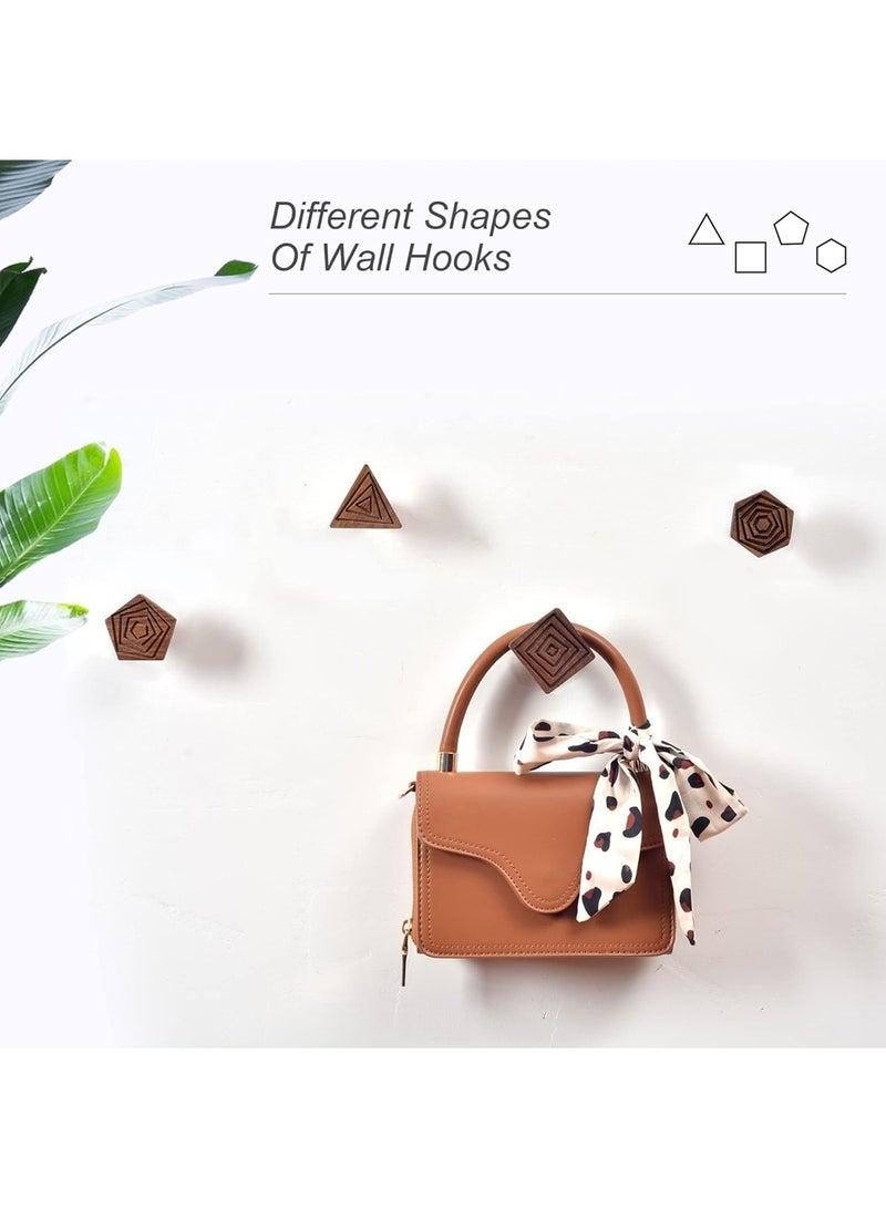 Loquat Wood Wall Hooks for Hanging,4-Pack Decorative Coat Hooks Wall Mounted, All Natural Solid Wood Hooks,Full of Artistic Sense Wooden Hooks for Hanging Coats,Robe,Backpack,Hat,Bag,Scarf - Image 4