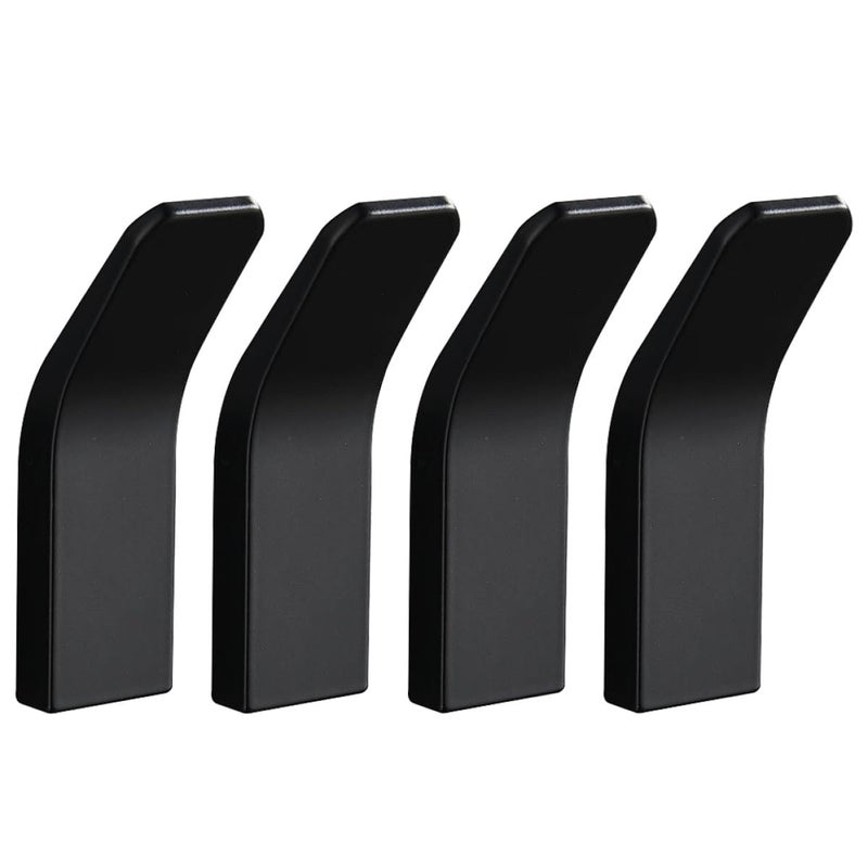 4 Pcs Black Space Aluminum Self Adhesive Wall Hooks Heavy Duty Towel Clothes Hanger - Image 2