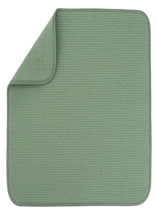 S&T INC. Dish Drying Mat, Highly Absorbent Microfiber Kitchen Counter Mat, Dish Drying Pad for Dishes, Utensils, Pots and Pans, Large 16" x 18", Green - Image 1