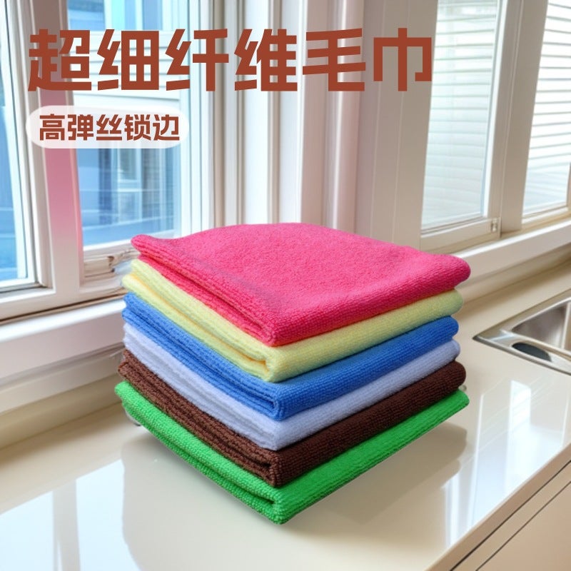 350G Warp-Knitted Microfiber Towel With High Elasticity, Edge-Locking, Lint-Free, Color-Fast, Housekeeping Cleaning Kitchen Cloth - Image 2