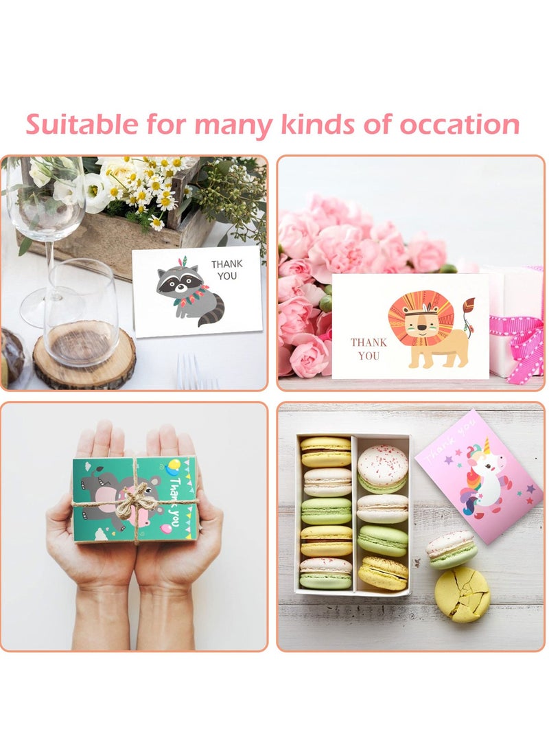 SYOSI Thank You Cards with Envelopes and Stickers, 48 Pcs Animals Thank You Greeting Cards for Birthday Thank You Weddings Baby Shower  - Image 3