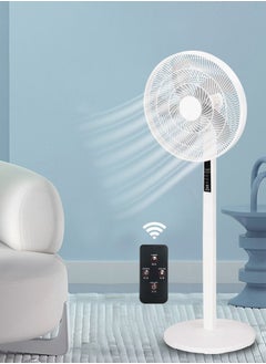 Rewell 16 Inch Floor Fan with Remote Control, Thickened Universal Fan Blade Floor Fan Table Fan Blade 5 Blades Black/White  - Image 1