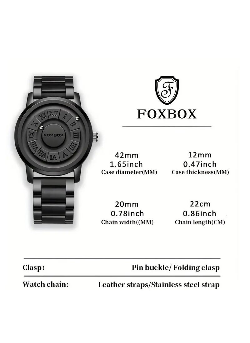 FOXBOX New Men's Creative Magnetic Scrolling Beads Quartz Watch for Men Waterproof watches  - Image 4