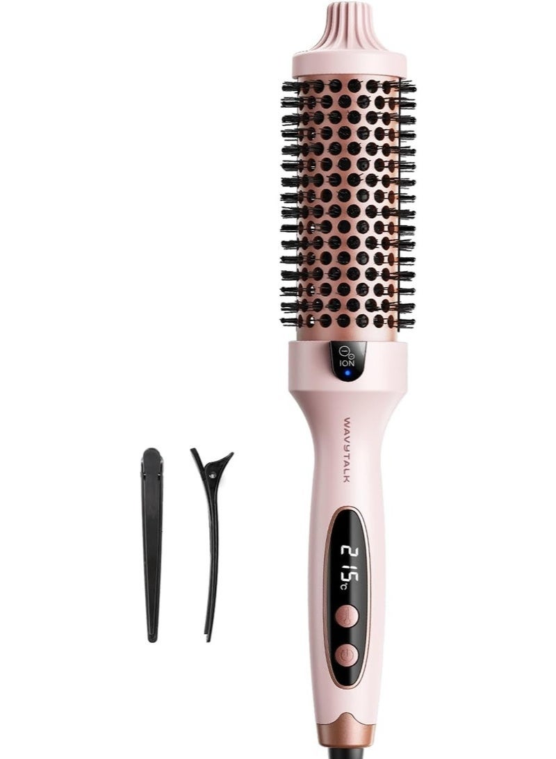 wavytalk Thermal Brush Blowout Boost 1.5 Inch Heated Round Brush, Negative Ion Anti-Frizz Hair Styling Brush, Tourmaline Ceramic, 5 Temperature Settings, Dual Voltage, Pink Sakura - Image 1