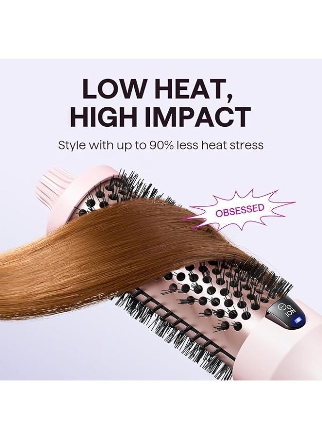 wavytalk Thermal Brush Blowout Boost 1.5 Inch Heated Round Brush, Negative Ion Anti-Frizz Hair Styling Brush, Tourmaline Ceramic, 5 Temperature Settings, Dual Voltage, Pink Sakura - Image 4