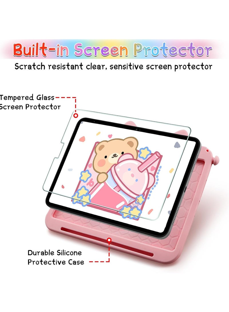 عام علبة iPad Air الجيل الخامس والجيل الرابع (بحجم 10.9 بوصة) مع حامي شاشة وقلم رصاص حامل وعلبة حماية للجهاز اللوحي للفتيات الصغيرات. - Image 2