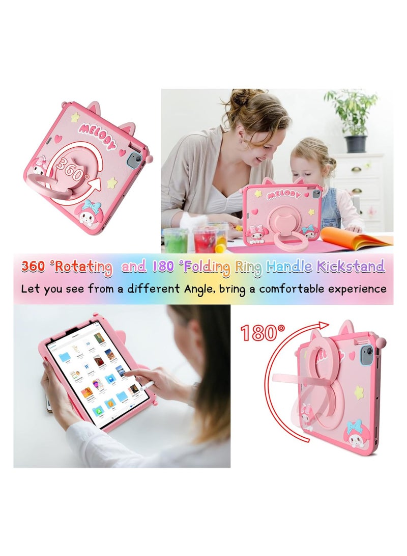 عام علبة iPad Air الجيل الخامس والجيل الرابع (بحجم 10.9 بوصة) مع حامي شاشة وقلم رصاص حامل وعلبة حماية للجهاز اللوحي للفتيات الصغيرات. - Image 3