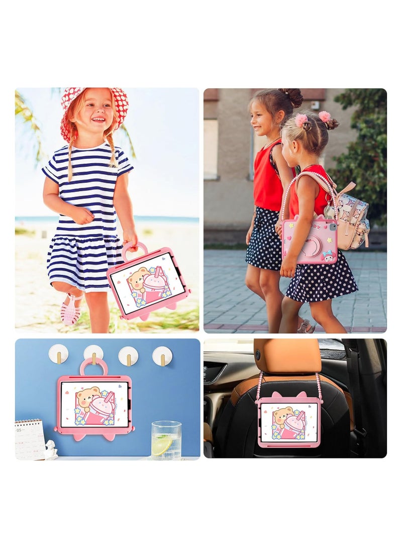 عام علبة iPad Air الجيل الخامس والجيل الرابع (بحجم 10.9 بوصة) مع حامي شاشة وقلم رصاص حامل وعلبة حماية للجهاز اللوحي للفتيات الصغيرات. - Image 4