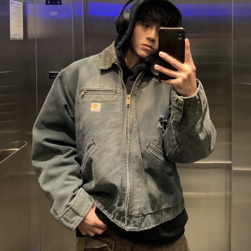 High Quality Ka@H Carha Second-Hand J97 Canvas Ready-To-Wear Washed Jacket Loose Lapel Zipper Jacket - Image 3