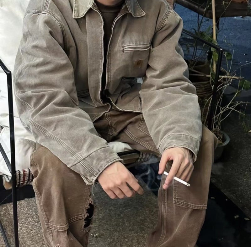 High Quality Ka@H Carha Second-Hand J97 Canvas Ready-To-Wear Washed Jacket Loose Lapel Zipper Jacket - Image 2