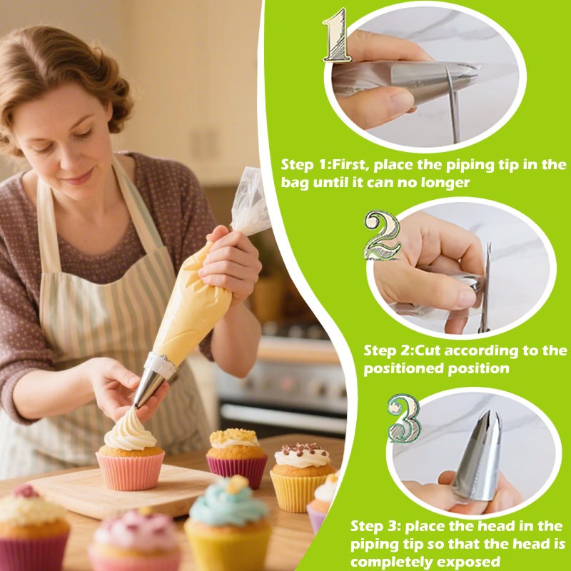 Suuker Large Piping Tips Set, Seamless Stainless Steel Cake Decorating Tips, 5 Pieces Frosting Icing Tips for Cake Decorating, Cupcakes, Cookie (1A 1E 1C 9FT 356) - Image 5