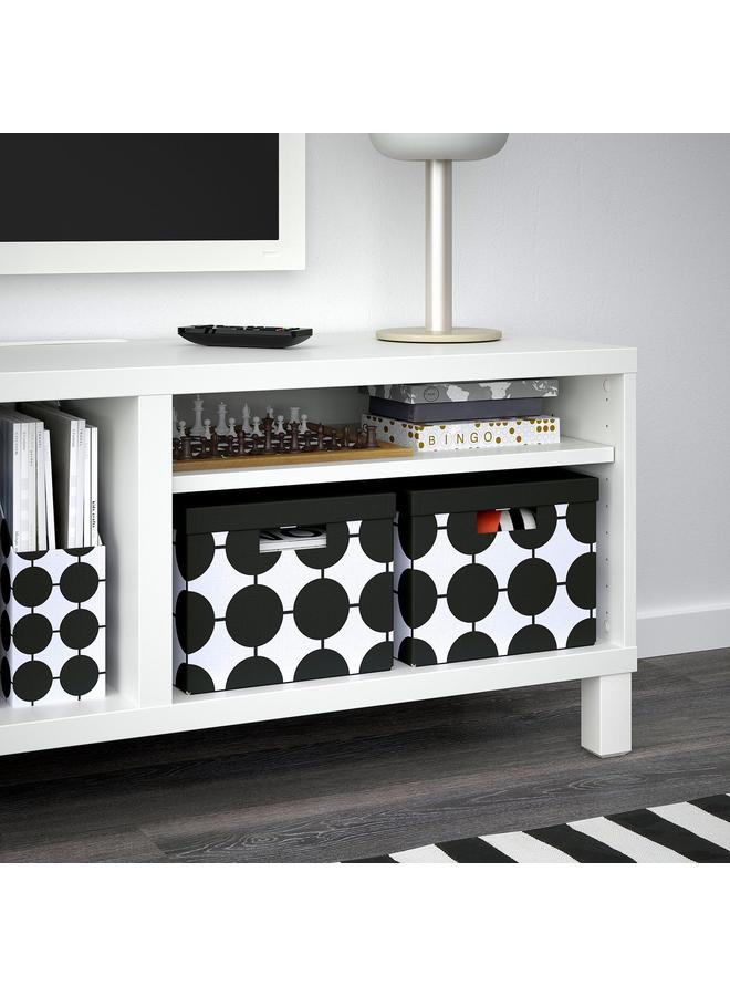 erorex Storage Box With Lid, White Black/Dotted, 25X35X20 Cm - Image 3