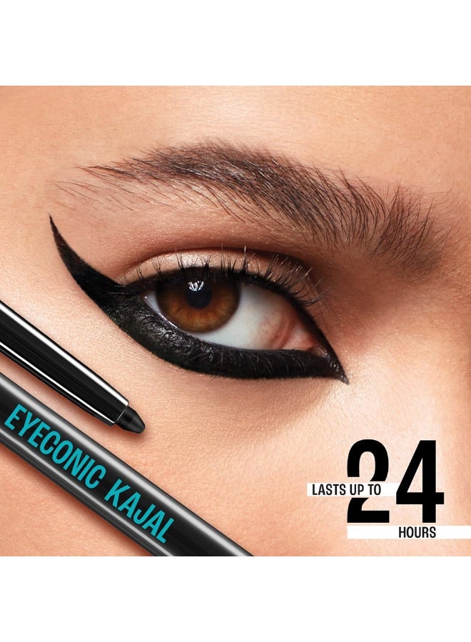 LAKME LAKMÉ 9 to 5 Eyeconic Kajal Twin Pack, Matte Waterproof Kohl, Smudge Proof Kajal Pencils that lasts hours, Pack of 2- Deep Black, 0.35g - Image 3