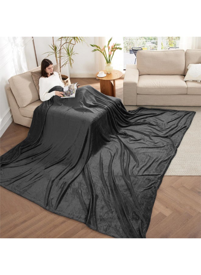 Bedsure Bedsure Fleece Blanket Oversized Blanket Charcoal - 280GSM Soft Lightweight Plush Cozy Blankets for Bed, Sofa, Couch, Travel, Camping, 120x120  - Image 2