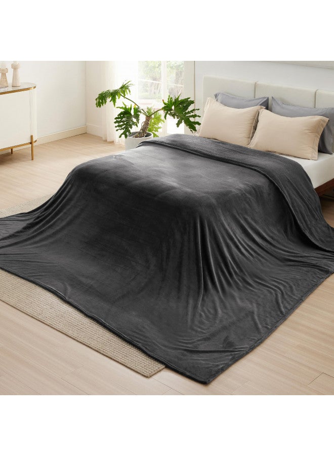 Bedsure Bedsure Fleece Blanket Oversized Blanket Charcoal - 280GSM Soft Lightweight Plush Cozy Blankets for Bed, Sofa, Couch, Travel, Camping, 120x120  - Image 4