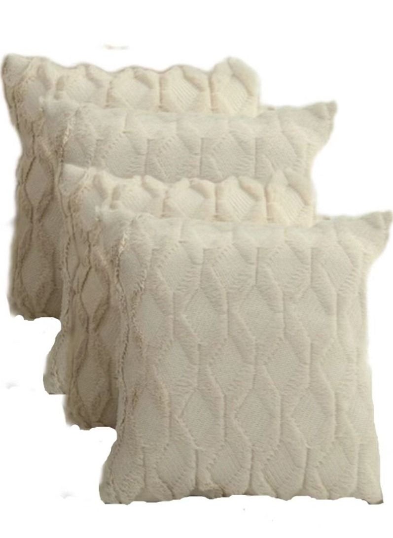 Kutis 4-Piece INS Geometric Villi Pillow Cover/Throw Pillowcase/Sofa Pillow Cover Beige 45 x 45 Centimeter  - Image 1