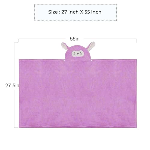 SAFE-O-KID Baby Cute Cartoon Face Hooded Bath Towel, Soft Absorbent Cotton Bath Towel for Kids 0 to 6 Years- Pink - Image 5