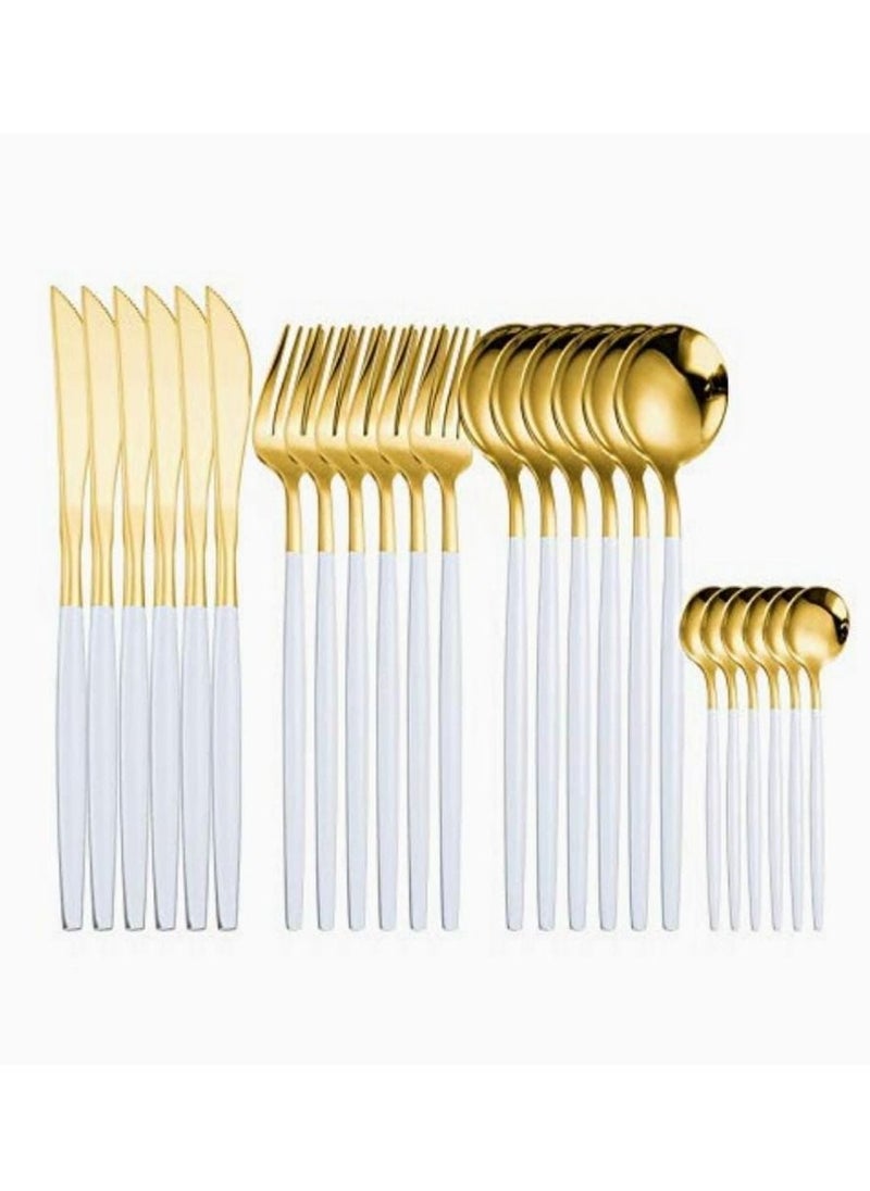 24-Piece Stainless Steel Cutlery Set White/Gold - pzsku/Z1786323FD972FEC818B6Z/45/_/1655464169/a995c1af-97cc-49a5-9de3-945bfd85aeb6