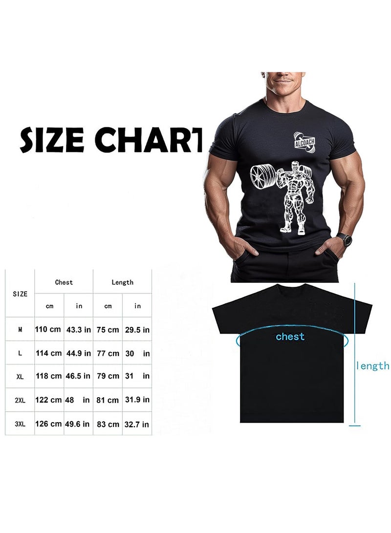 ALCOACH Men's Oversize T-shirt - ALCOACH - NEVER GIVE UP  Printed for exercise, gym and bodybuilding  - Image 4