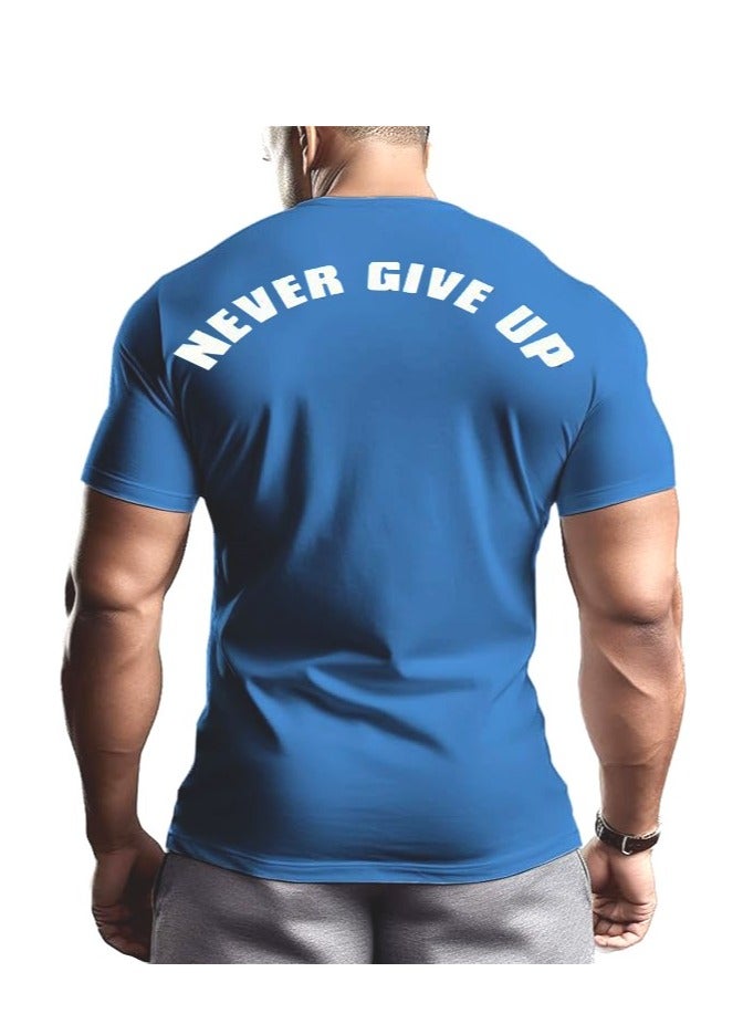 ALCOACH Men's Oversize T-shirt - ALCOACH - NEVER GIVE UP  Printed for exercise, gym and bodybuilding  - Image 3