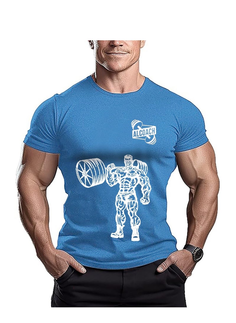 ALCOACH Men's Oversize T-shirt - ALCOACH - NEVER GIVE UP  Printed for exercise, gym and bodybuilding  - Image 1
