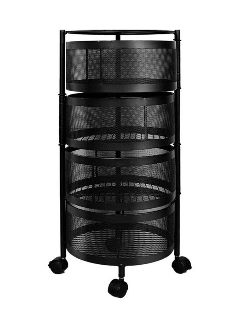 بلومنغ تايم رف تخزين المطبخ المكون من 4 طبقات ، رف الخضار الدوار مع عجلات ، يمكن أن يتحرك بحرية 360 درجة ، والمكونات القابلة للتنفس ليست قابلة للتلف ، وسهلة التنظيف ، وموفرة للمساحة ، أسود - Image 2