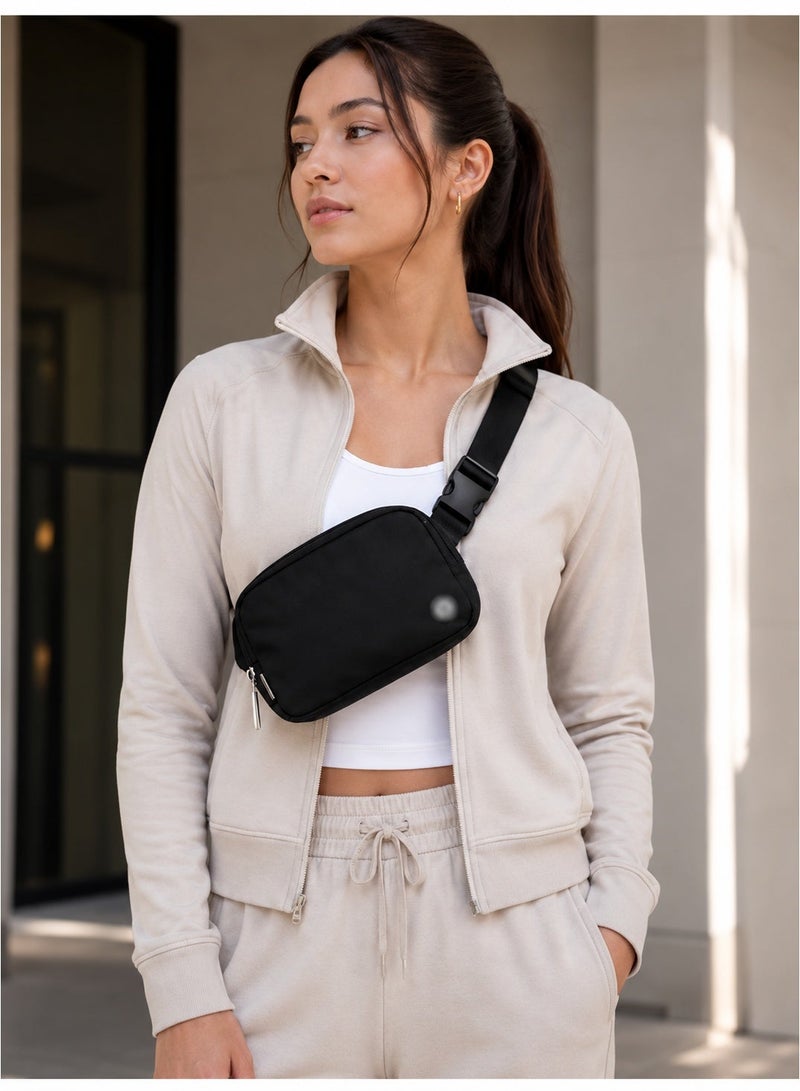 حقيبة Everywhere Belt Bag سعة 1 لتر – حقيبة خصر وكروس بودي من النايلون المقاوم للماء مع جيوب خارجية وداخلية بسحاب وحزام قابل للتعديل – أسود - Image 3